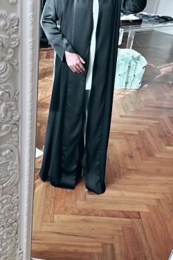 Black Satin Flow Abaya