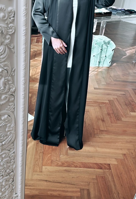 Black Satin Flow Abaya