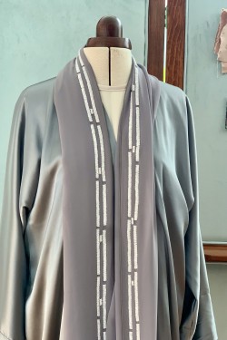 Silk Abaya with Silk Beaded Scarf