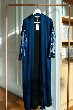 Midnight Sparkle Silk Abaya