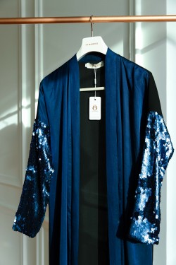 Midnight Sparkle Silk Abaya