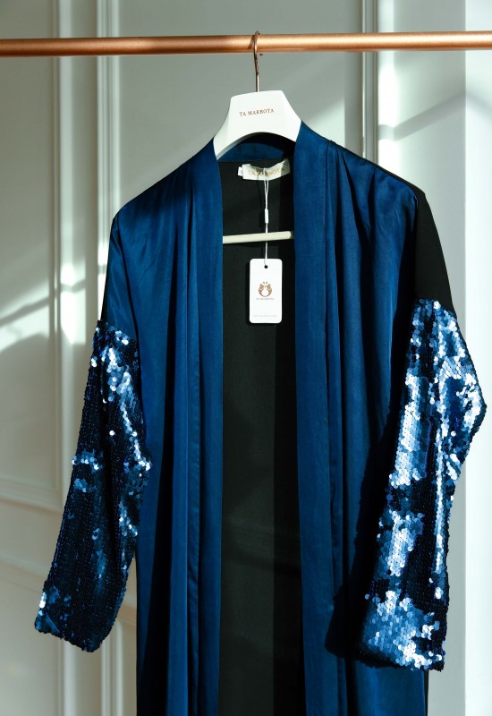 Midnight Sparkle Silk Abaya