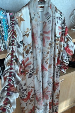 Floral Bliss Silk Abaya with Matching Silk Scarf