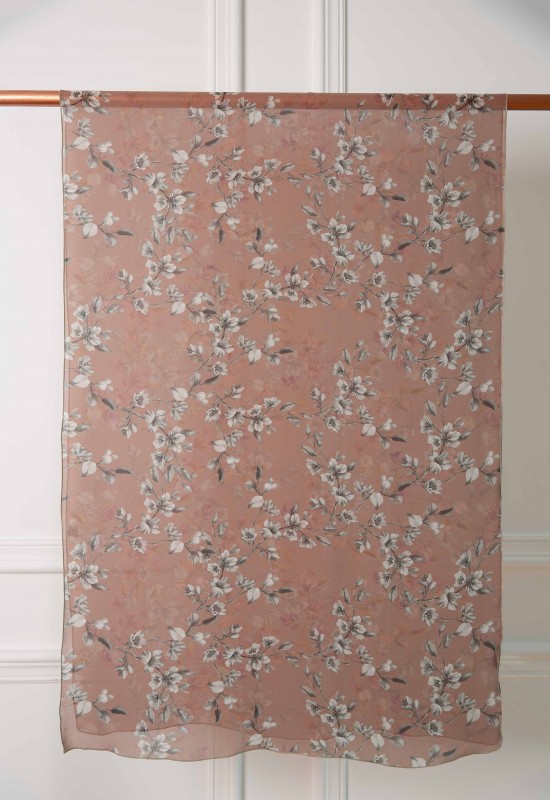 Nude & Pink Floral Silk Scarf